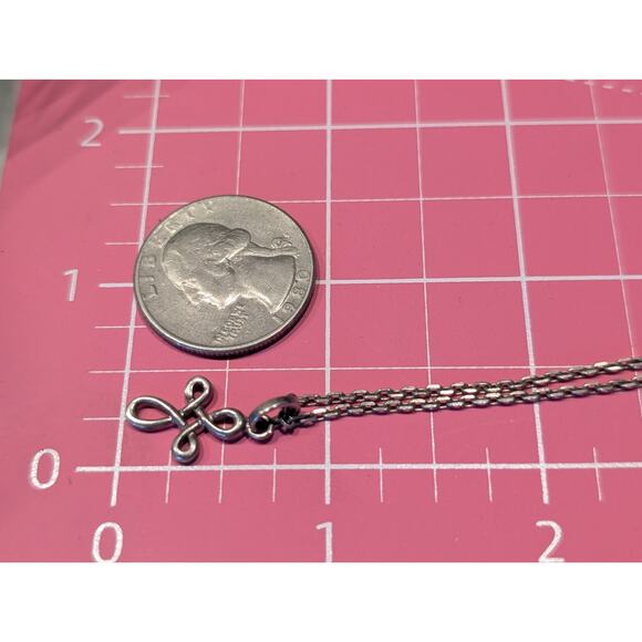 VTG 925 Sterling Infinity Cross Pendant 17.5" Rectangle Chain Link Necklace - Picture 8 of 8
